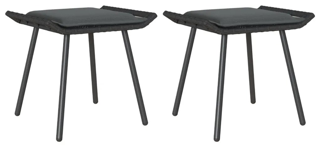 Kerti Zsámolyok 2 db Fekete 50x40x45 cm Polirattan