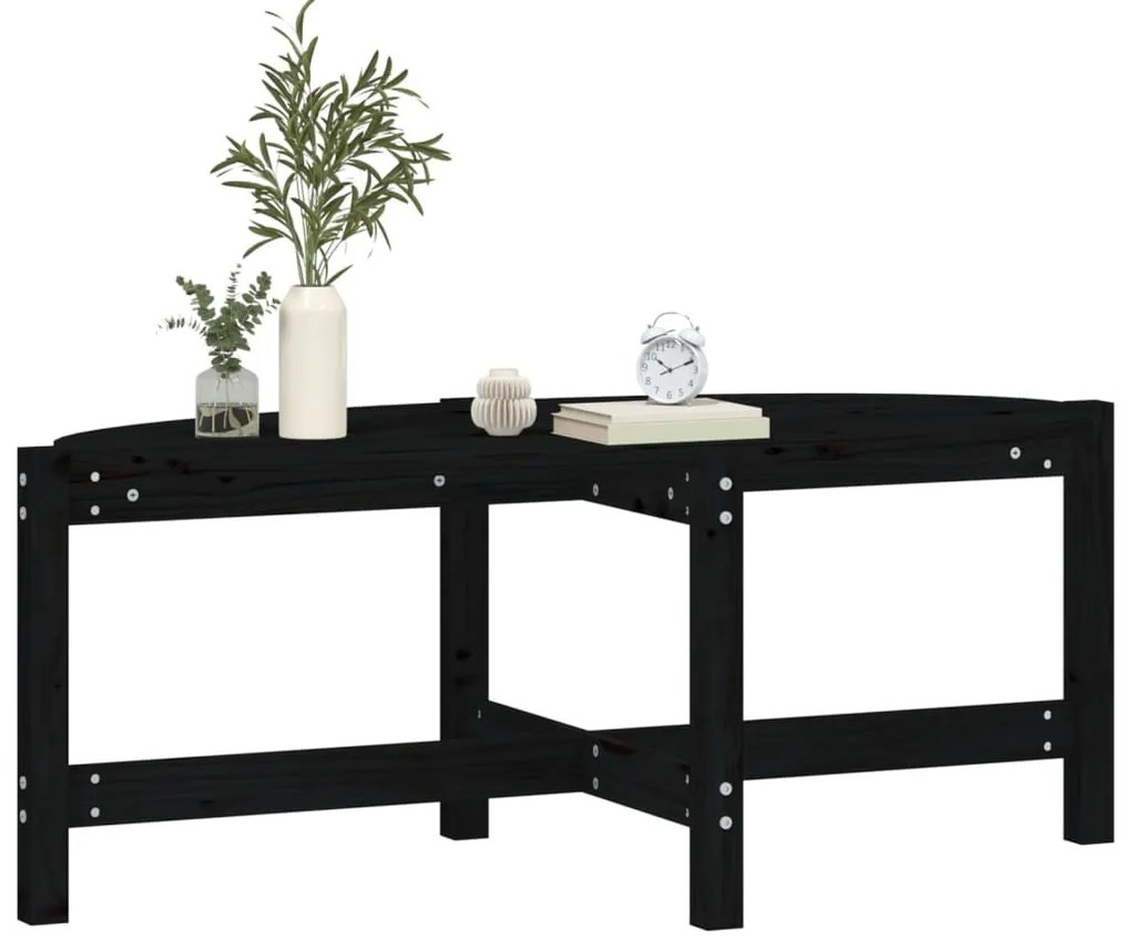Fekete tömör fenyőfa dohányzóasztal 118 x 63 x 45 cm
