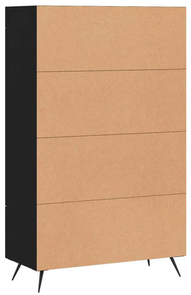 fekete szerelt fa magasszekrény 69,5 x 31 x 115 cm