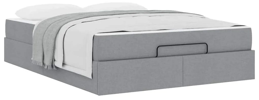 Ágykeret matracmal Világosszürke 140 x 190 cm szövet