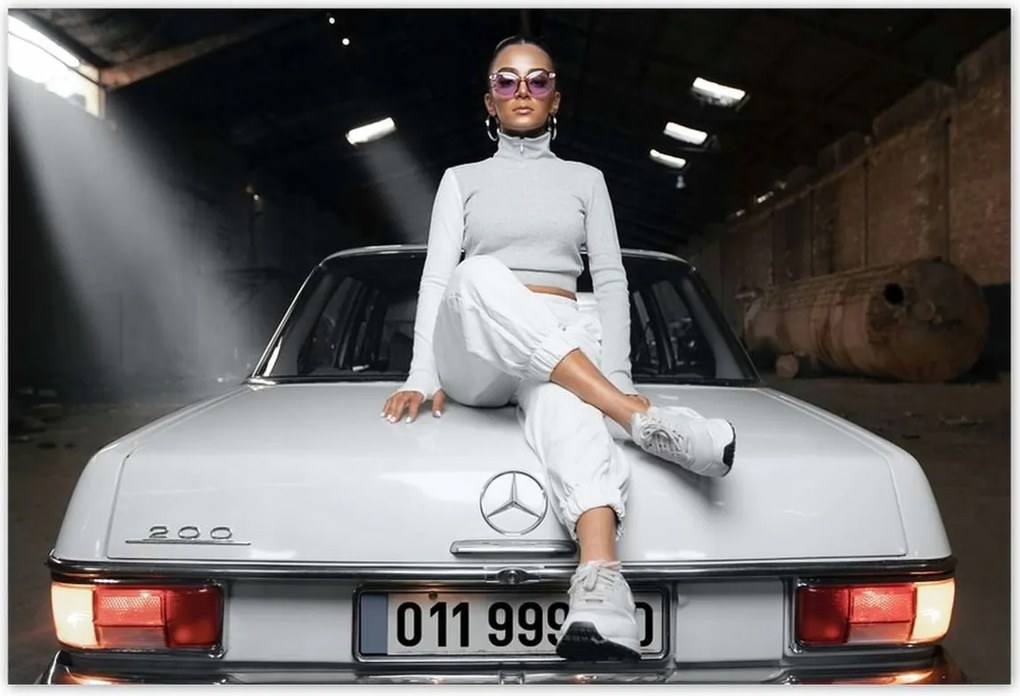 Poszterek 185x125 Fehér klasszikus Mercedes 200