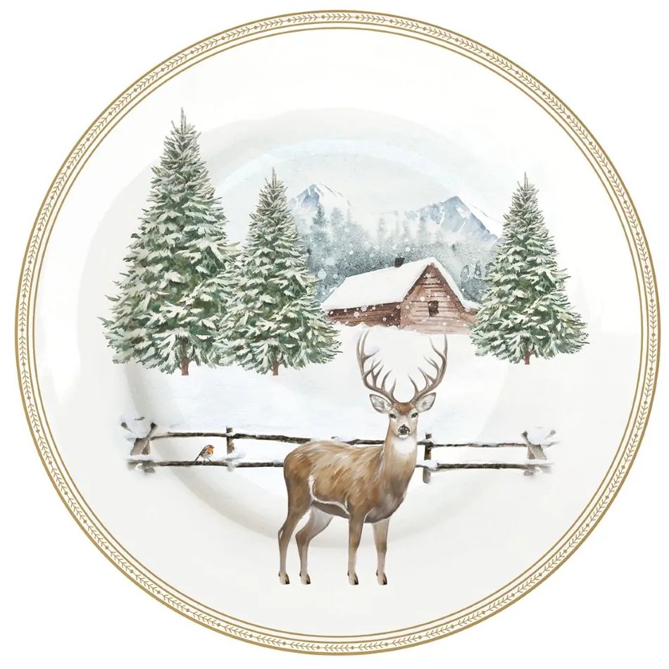 Karácsonyi desszertes tányér 4 db szett White Forest díszdobozban