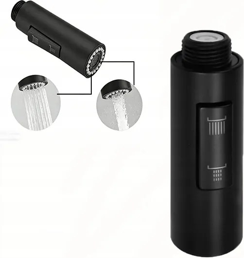 Konyhai Csaptelep Végződés, Csaptelep Felszerelés, fekete, 2 üzemmód