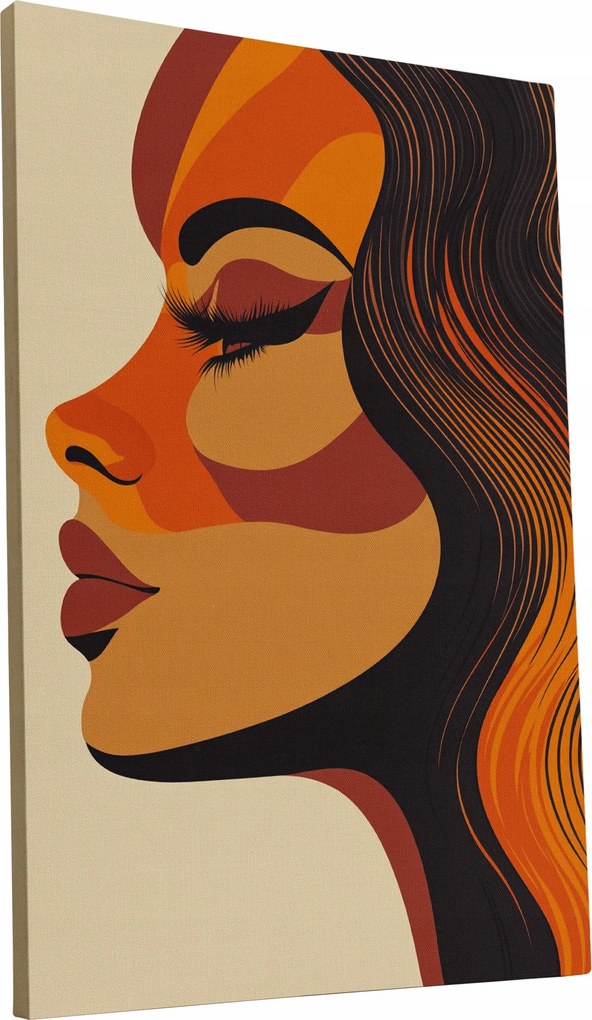 Vászonkép Retro Nő a 70-es évek stílusában otthon nappali 50x70