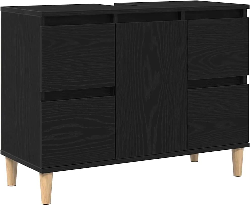 vidaXL Fürdőszobai mosdószekrény Fekete tölgy 80 x 33 x 60 cm Faanyag