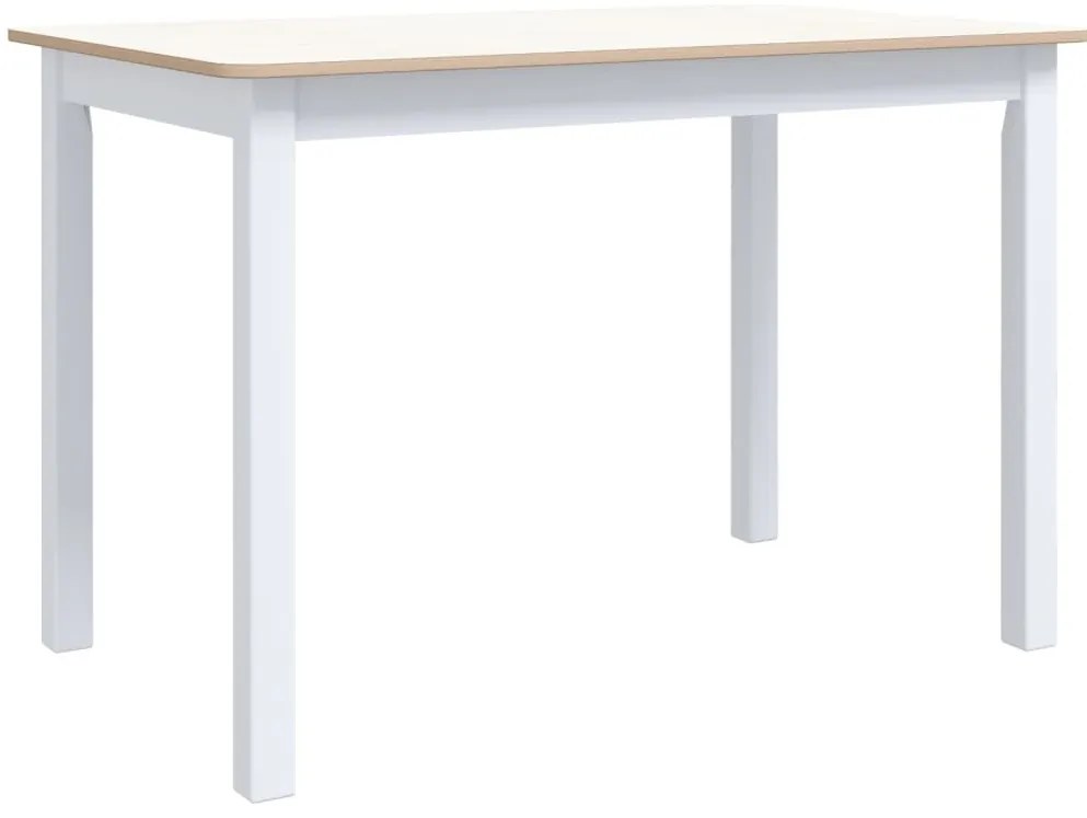 Fehér és barna tömör gumifa étkezőasztal 114 x 71 x 75 cm
