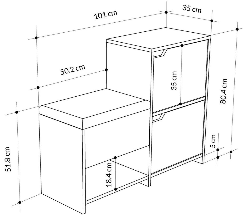 Cipőtároló Haven Shoe Bench - Oak, Anthracite
