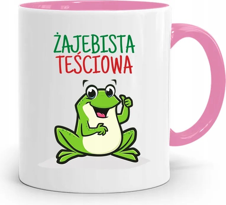 Rózsaszín Bögre Anyósnak Békás Anyós fényképes nyomattal