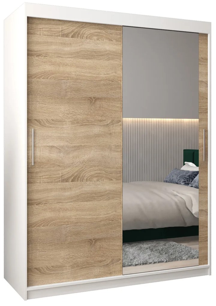Ruhásszekrény 150 cm Toki 2 (matt fekete + szonoma tölgy). 1064988