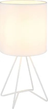 Globo 21734W Asztali lámpa, fém fehér, textil fehér, kábel PVC fehér, billenőkapcsoló a kábelen, ø: 160mm, M: 345mm, kábelhossz 1300mm, 1x E14 40W 230V izzó nélkül
