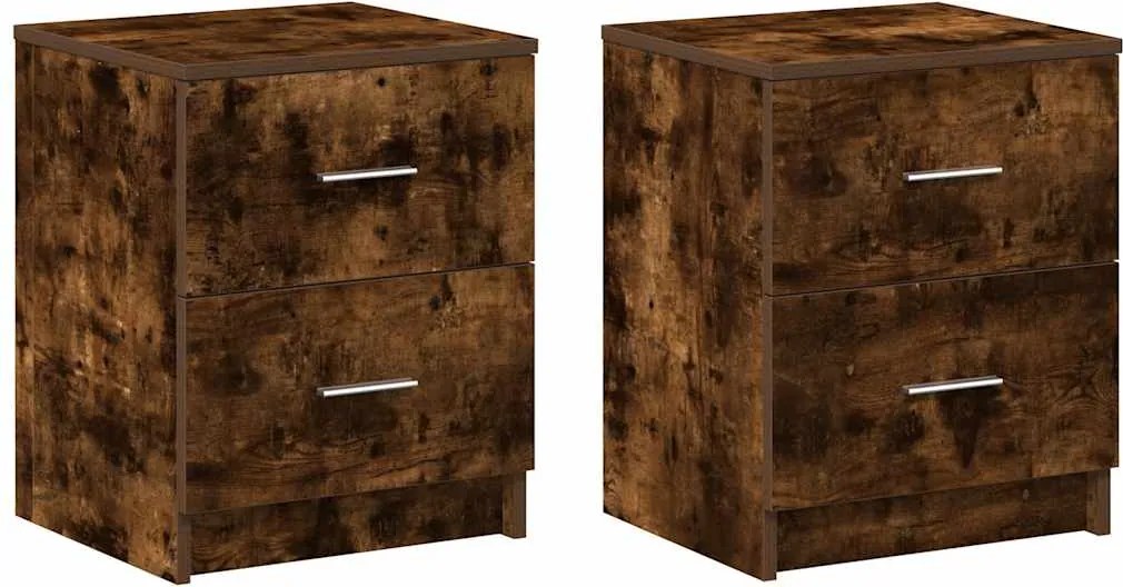 vidaXL 2 db füstös tölgy színű éjjeliszekrény 2 fiókkal 40x36x50 cm