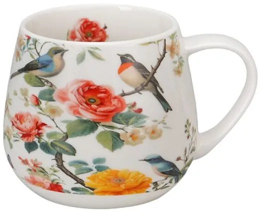 Madaras virágos porcelán öblös bögre díszdobozban - 430 ml