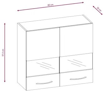 Konyhabútor VALERIA 240 cm, sonoma tölgy/barna