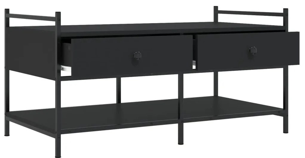 Fekete szerelt fa dohányzóasztal 99 x 50 x 50 cm