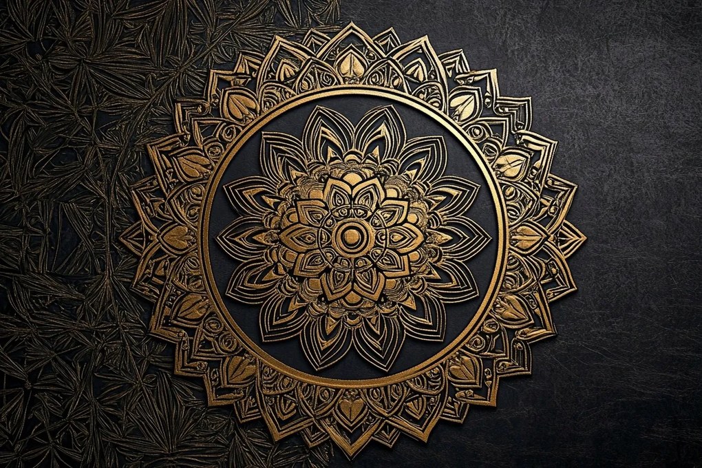 Canvas Mandala Vászonkép Fekete Arany Harmónia Wellbeing Zen 60x40