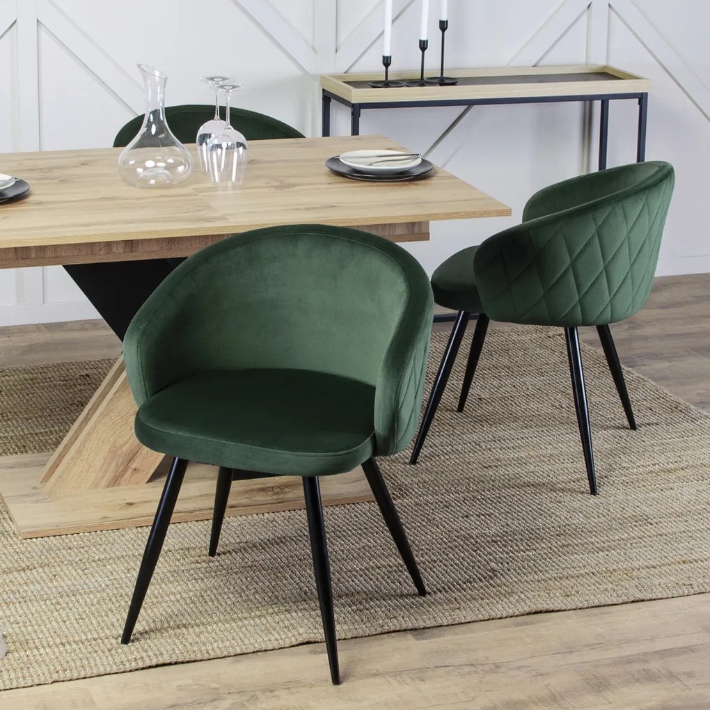 Elegáns Étkezőszék Zöld Bársony Kárpittal. ADELE