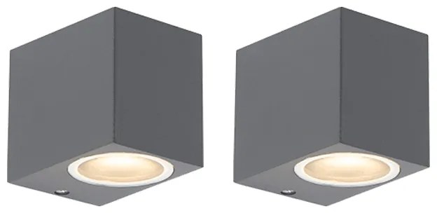 2 db modern fali lámpa szett sötétszürke IP44 - Baleno