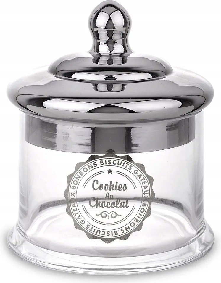 Üveg Keksztartó Keksz Ezüst 16cm Cookies 15