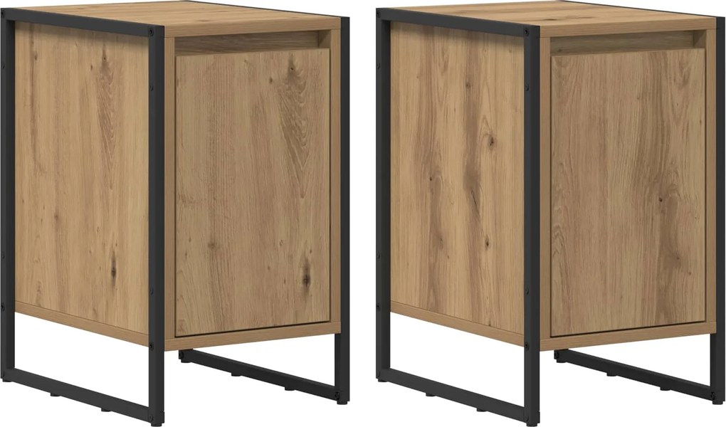 vidaXL Éjjeli asztal 2 pcs Művészi tölgy 39,5 x 30 x 50 cm Faanyag