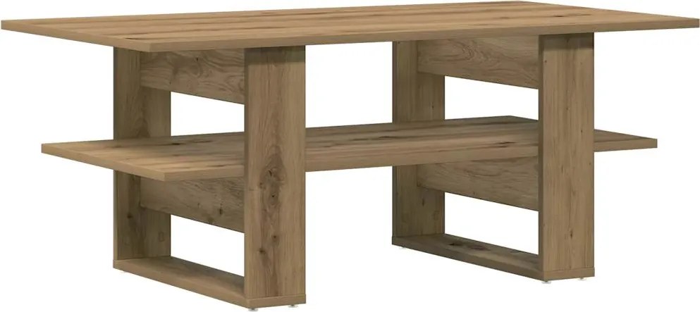 vidaXL kézműves tölgy színű szerelt fa dohányzóasztal 102 x 55 x 42 cm