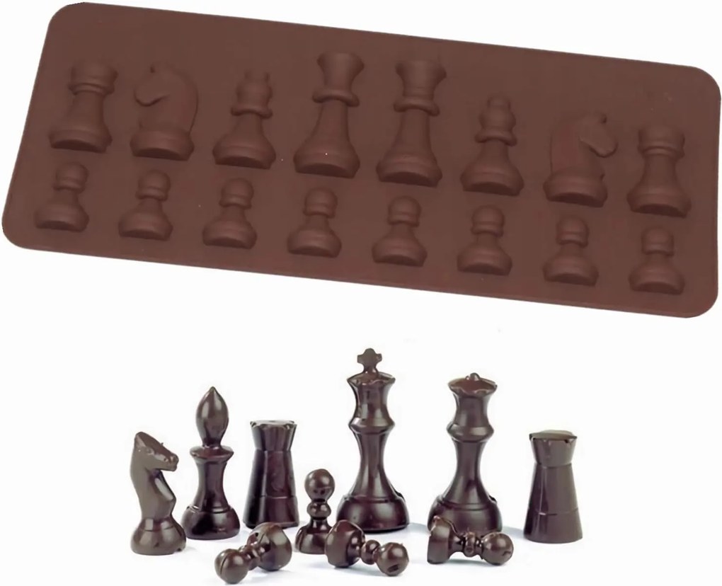 Szilikon Öntőforma Csokoládé Sakk 16 Rekesz Praliné Csokoládé Öntőforma