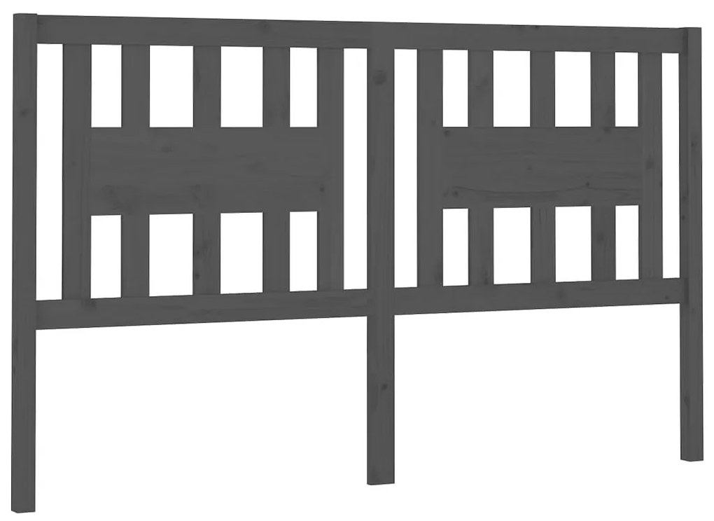 szürke tömör fenyőfa fejtámla 166 x 4 x 100 cm