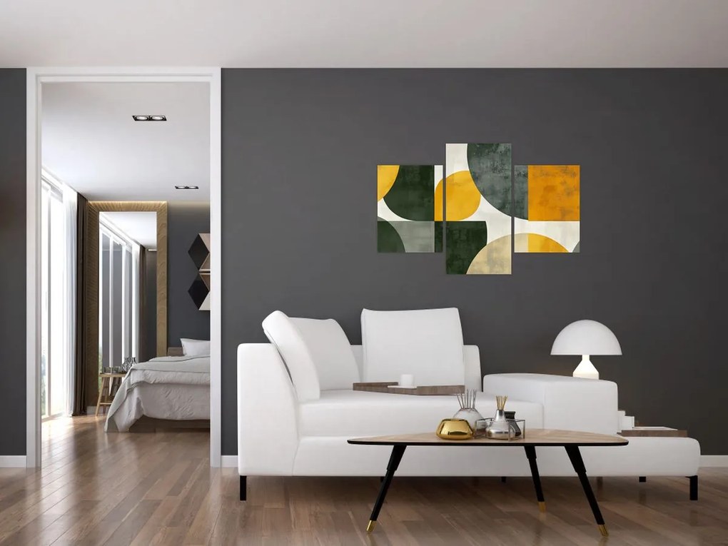 Kép - Olívazöld absztrakció (90x60 cm)
