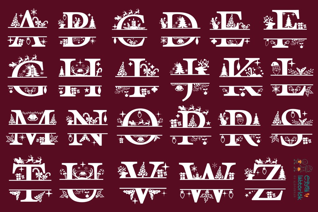 Monogramos karácsonyi mintás - egyedi neves lábtörlő (Válassz szállítási opciót: Extra szállítást kérek (7 munkanapon belül), Válassz méretet: 75*55 c