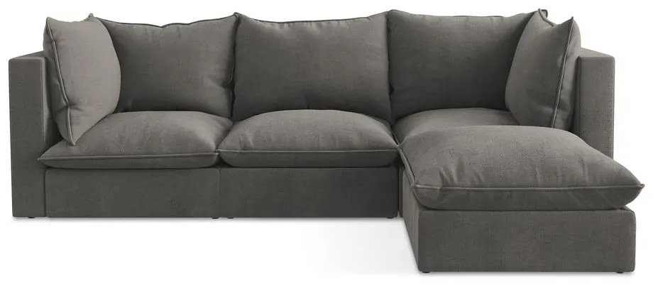 Sötétszürke sarokkanapé (jobb oldali-heverő résszel) Manao – Makamii