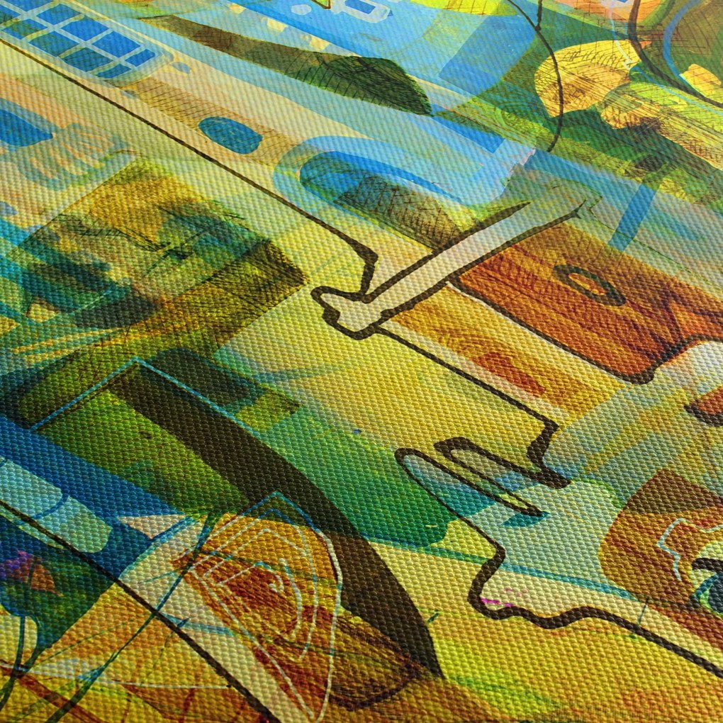 Kép - Építészet, kubista absztrakció (120x50 cm)