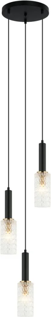 ITALUX PND-43363-3-BK-BR PEROLA Többágú Függesztett Lámpa Fekete, Arany E14 IP20