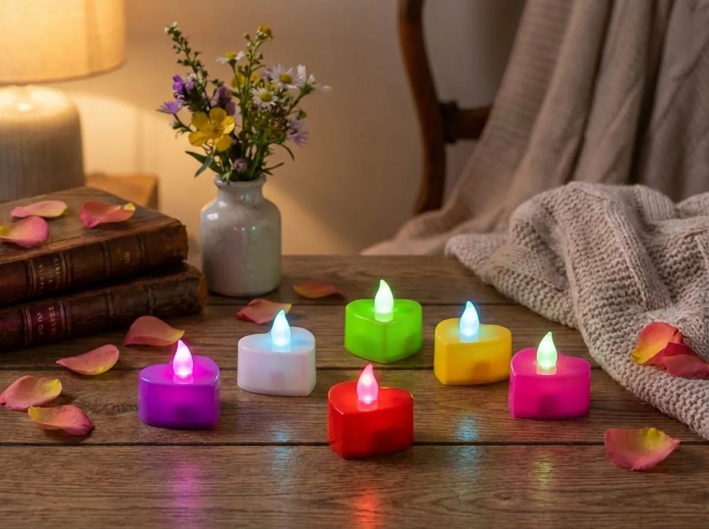 LED teamécses szív alakú HEARTS, szett 6 db