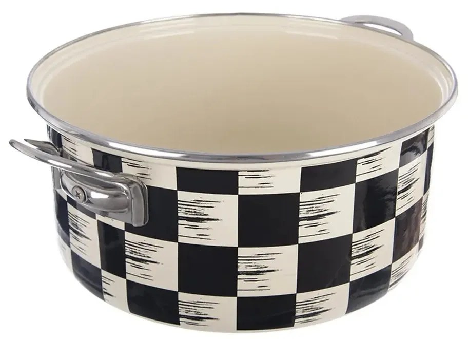 Orion Šachovnice Lem zománcozott edény, 5 l, átmérő 26 cm, 26 cm átmérőjű