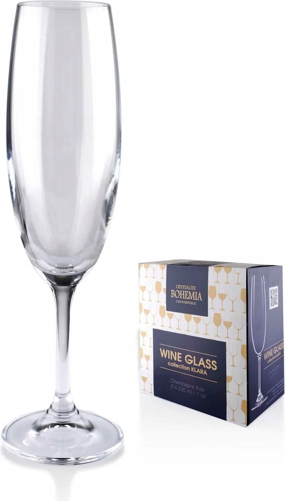 6 db-os 220 ml-es pezsgős pohár szett Bohemia kr