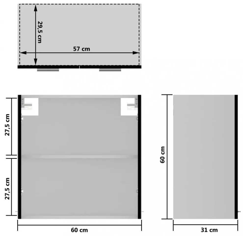 “Lyon” fekete szerelt fa függő üvegszekrény 60 x 31 x 60 cm