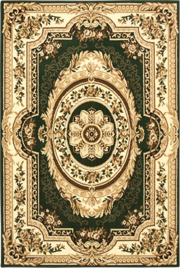 Étkező Konyha Nappali Szőnyeg Zöld Bézs Barna Rozetta Arany 140x200 cm