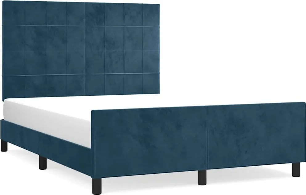 vidaXL sötétkék bársony ágykeret matrac nélkül 140x200 cm