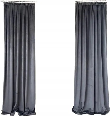 Készfüggöny 140x250, velúr, sötétszürke , alagút, békák, szalagos