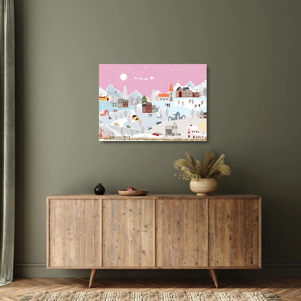 Kép - varázslatos tél (üvegen) (70x50 cm)