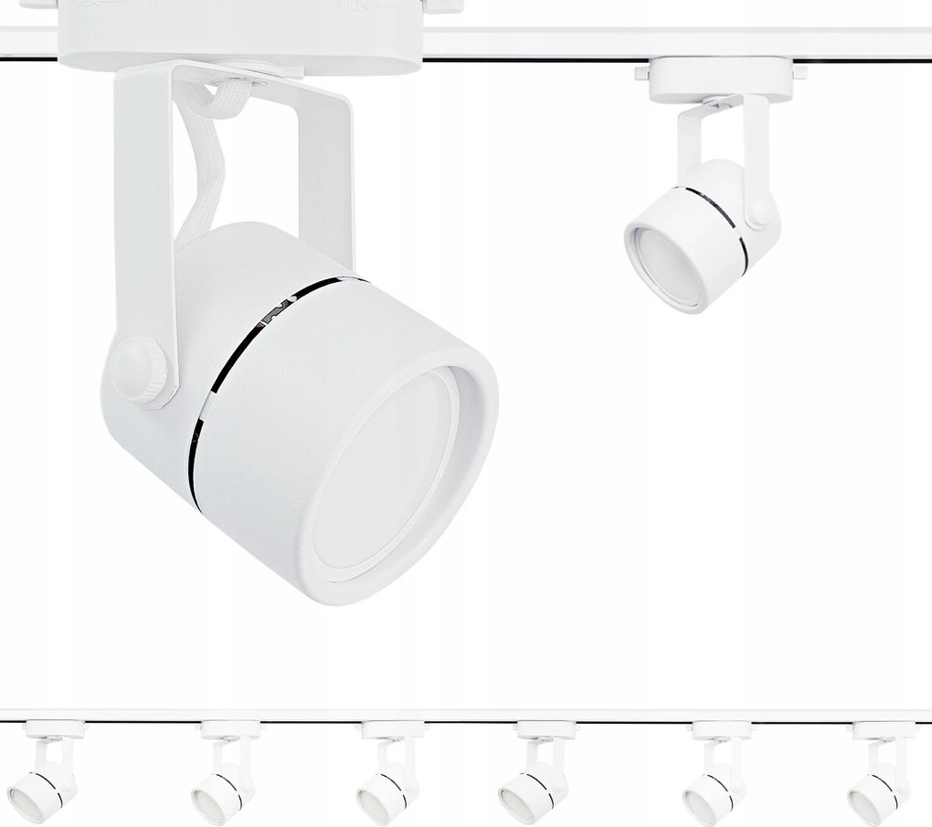 6 db-os spotlámpa szett mozgatható fehér GU10 sín 2m 200cm
