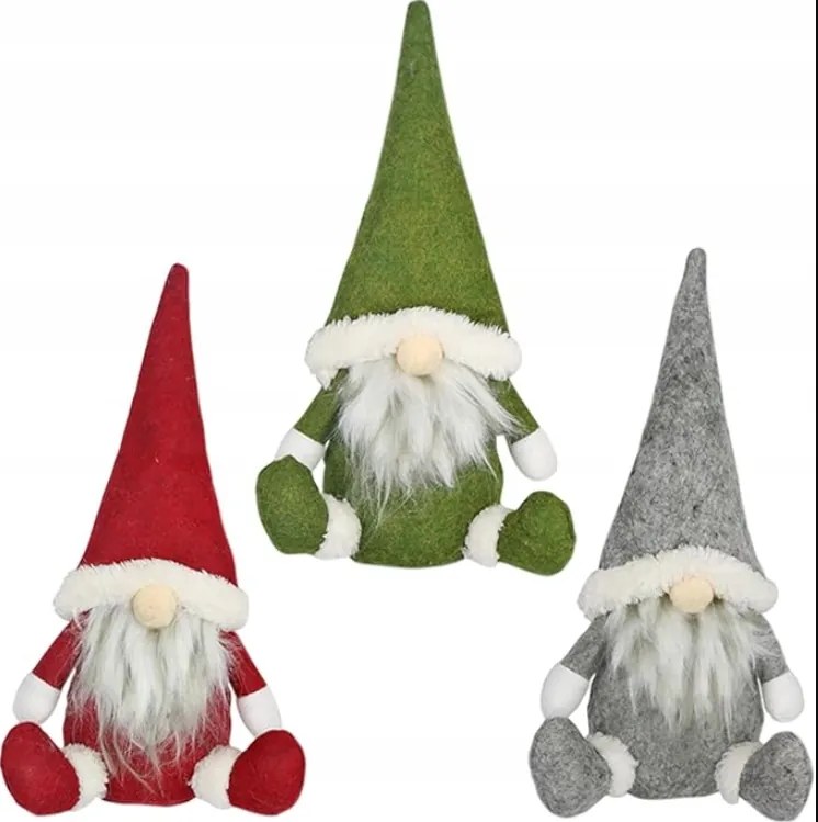 3 db-os karácsonyi manó szett Karácsonyi dekoráció otthonra 31x16cm