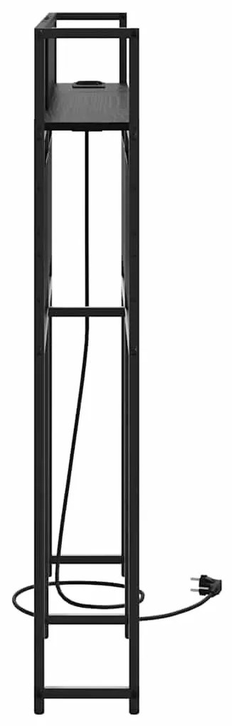 Tároló fejtámla polcokkal tárolóval Musta tammi 120 cm Faanyag