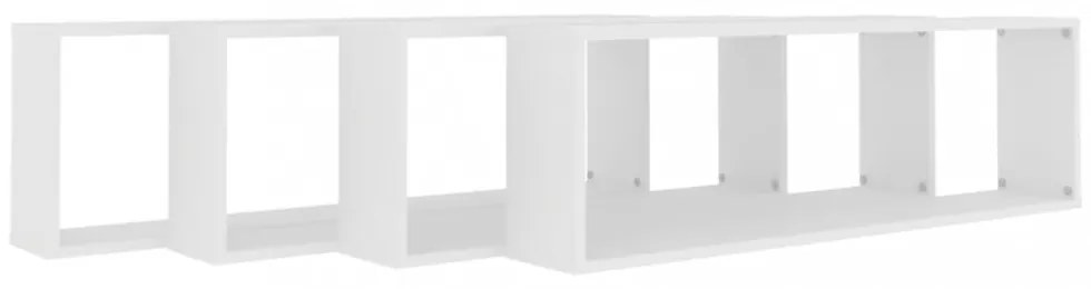 4 db fehér szerelt fa fali polc 100 x 15 x 30 cm