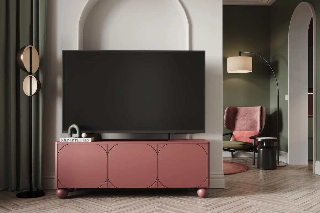 Sonatia II háromajtós TV szekrény, rejtett fiókkal - 150 cm - bordó