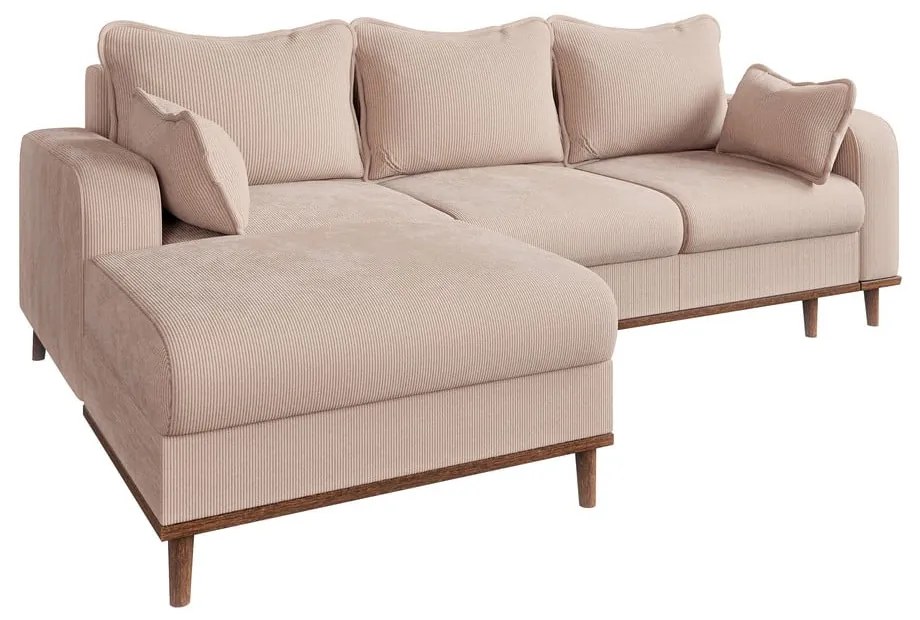 Bézs kordbársony sarokkanapé (bal oldali) Beata – Ropez