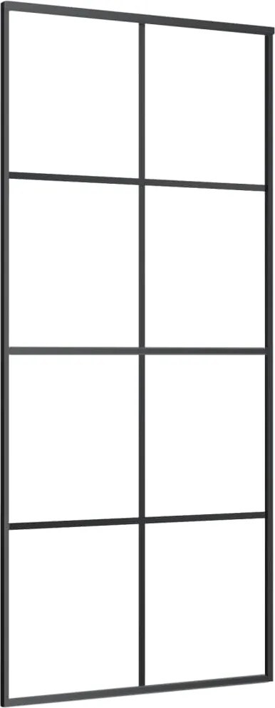 vidaXL fekete alumínium és ESG üveg tolóajtó 90 x 205 cm