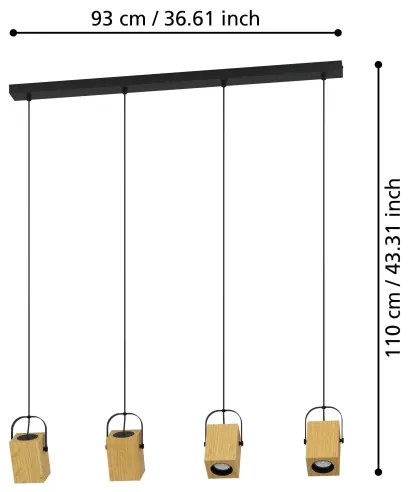 Eglo 43748 - LED Csillár zsinóron AYLES 4xGU10/3W/230V