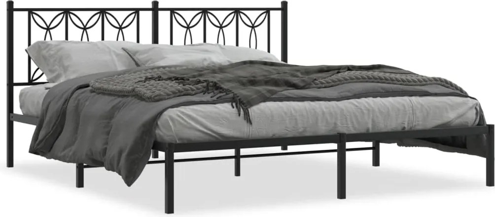 vidaXL fekete fém ágykeret fejtámlával 183 x 213 cm