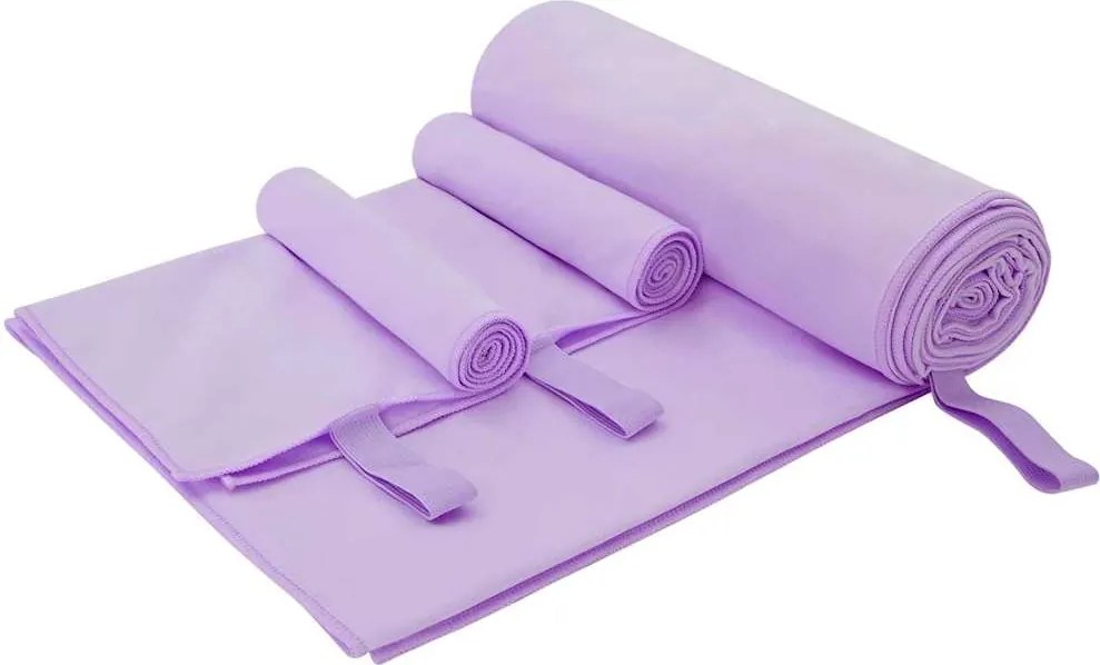 vidaXL Sporttörölköző Szett 3 pcs Lila Poliészter és poliamid