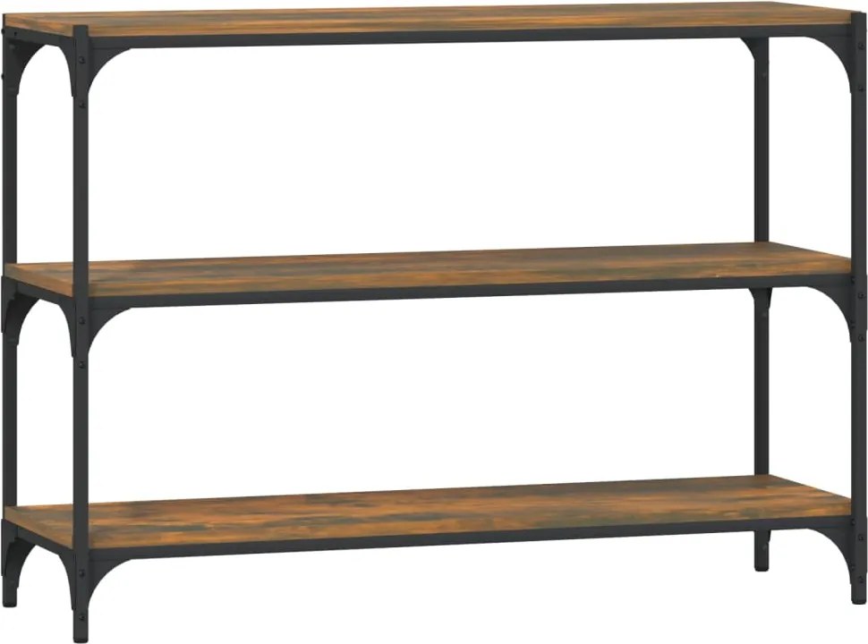 vidaXL füstös tölgy színű fa és acél könyvszekrény 100 x 33 x 70,5 cm